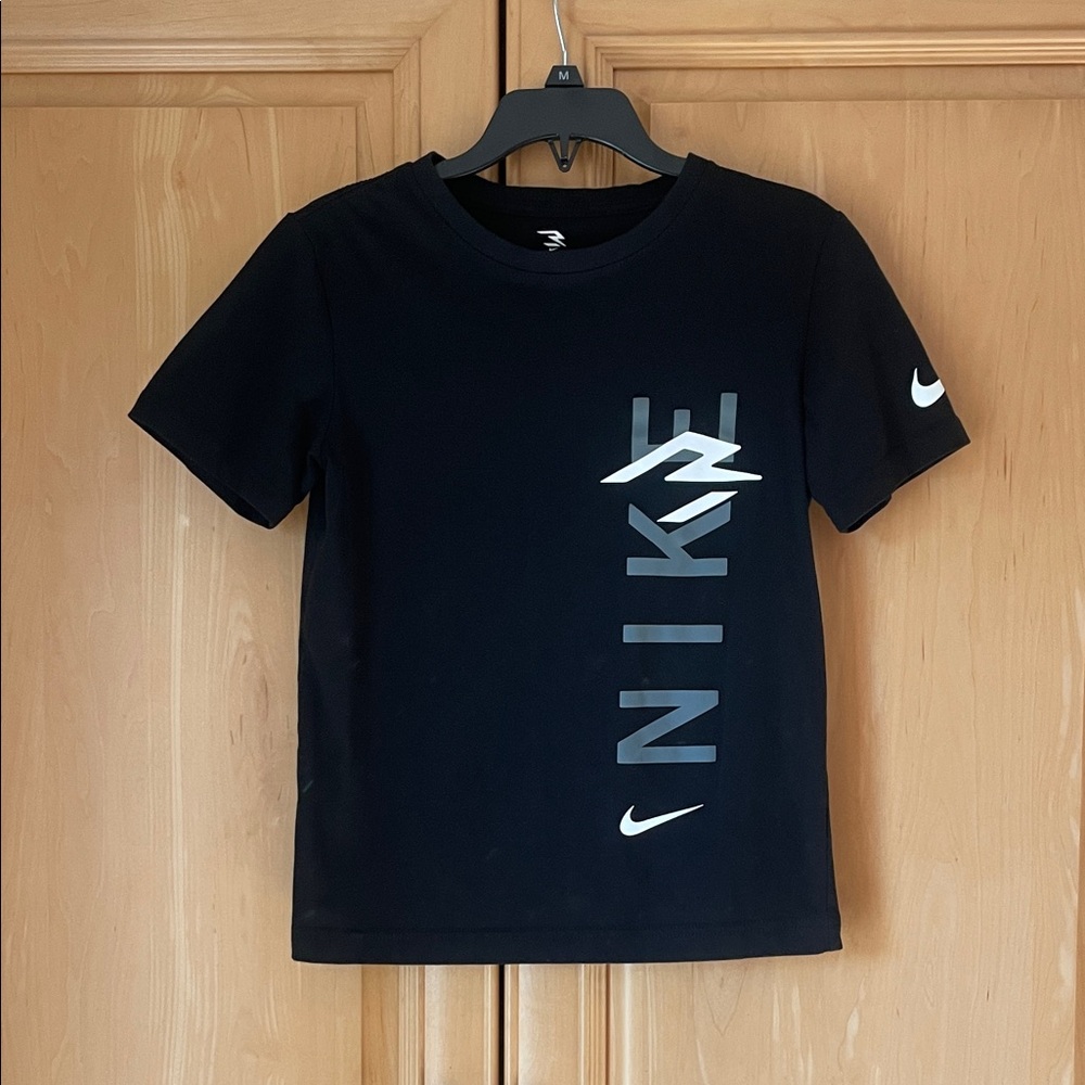 Nike Kids Black Tee with White Logo